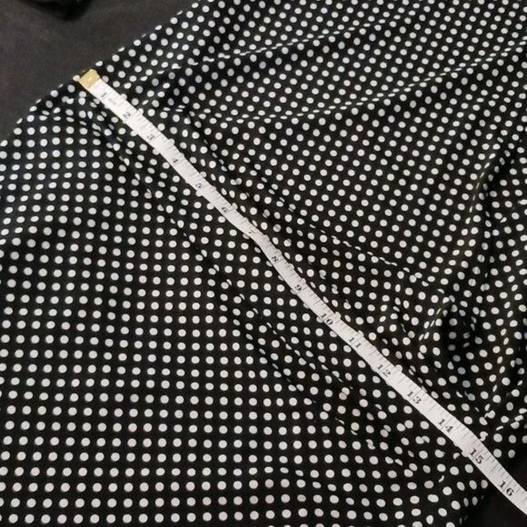 Max Studio Black & White Polka-Dot Surplice Ruched Waist Midi Dress Size L - Picture 15 of 16